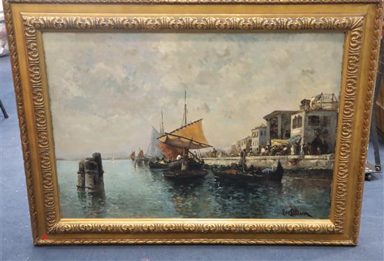 Leontine (Lea) von Littrow (Austrian 1860-1914) The Quayside Venice 28 x 41in.